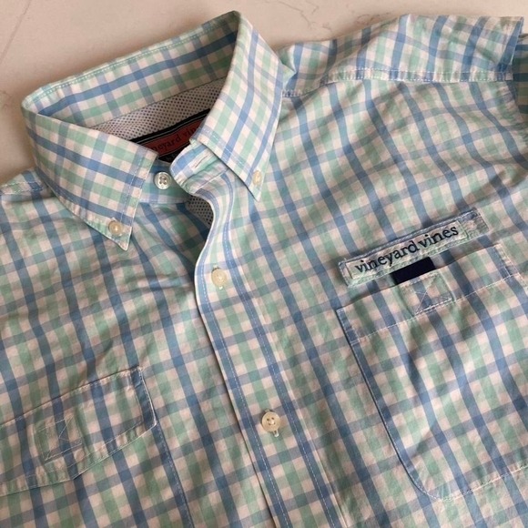 Vineyard Vines Other - Vineyard Vines Harbor Shirt Blue Green Gingham‎ Check Button Down Men's Size L